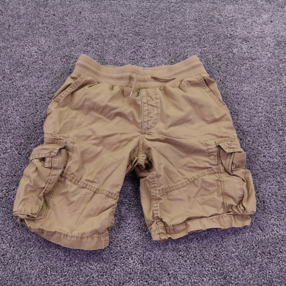 Gap Cargo Shorts Boys Medium Tan Khaki Cotton Elastic Waist Drawstring Pockets